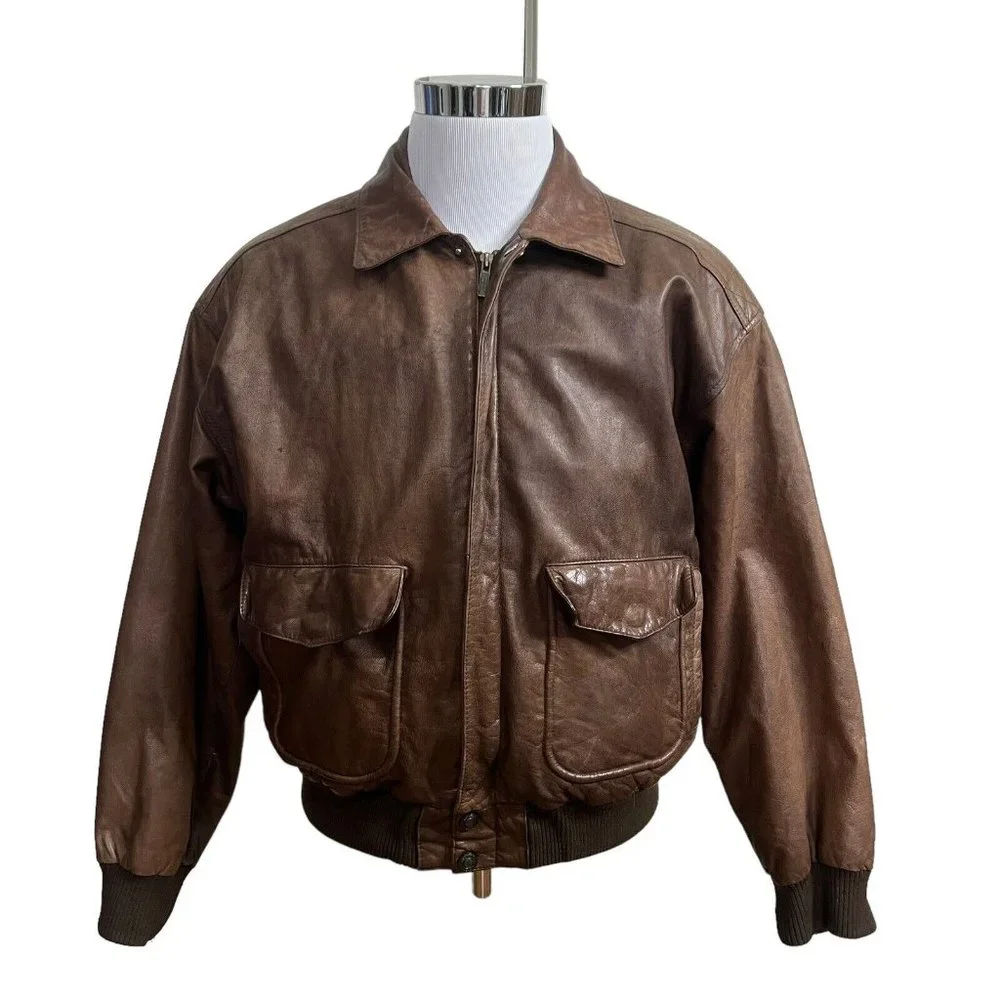Wilsons Leather Jacket Brown Adventure Bound Coat Thinsulate Mens L Large Patina
